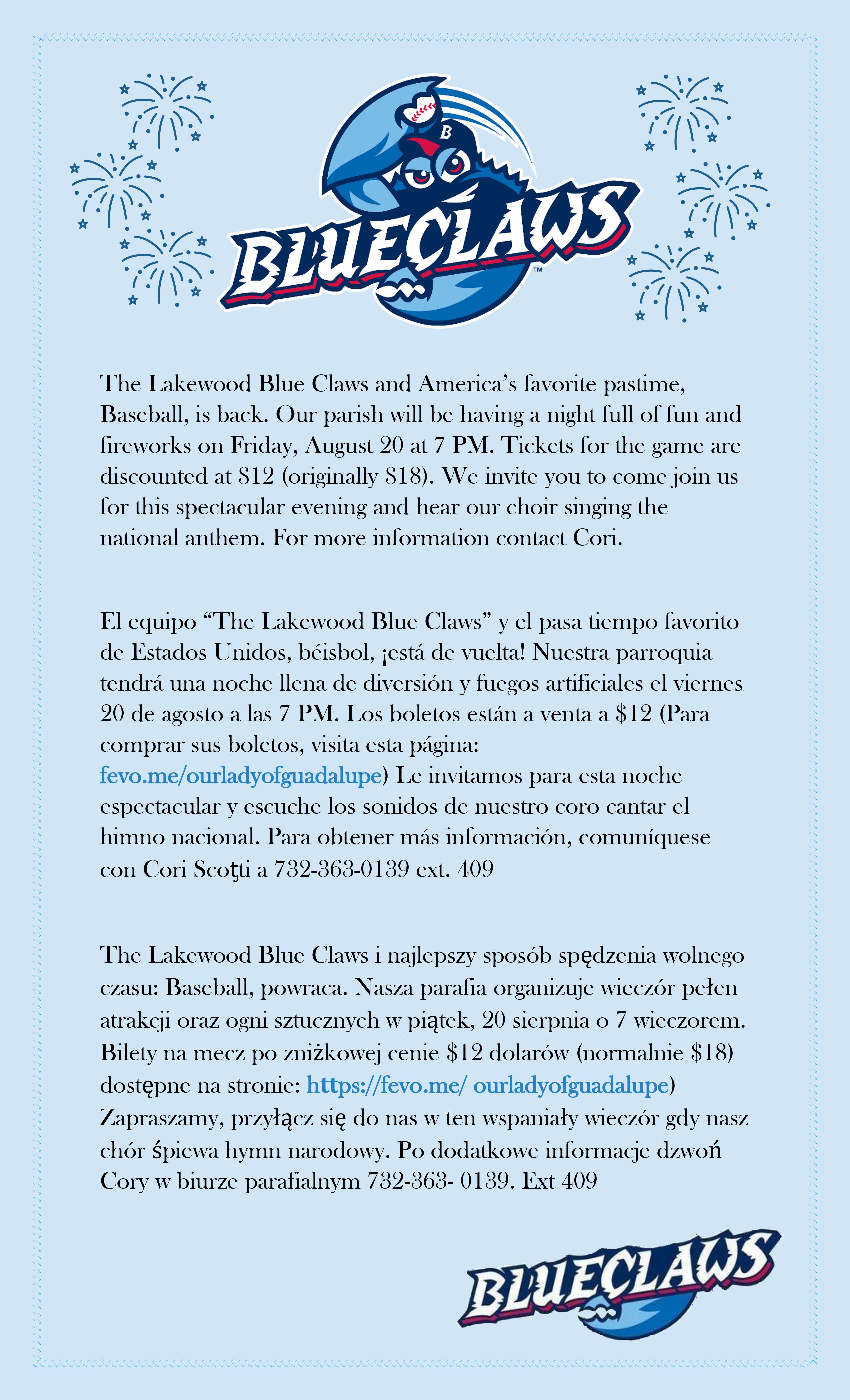 Blue Claws Flyer AUG 2021