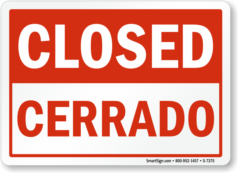 Closed Sign for office annoucements