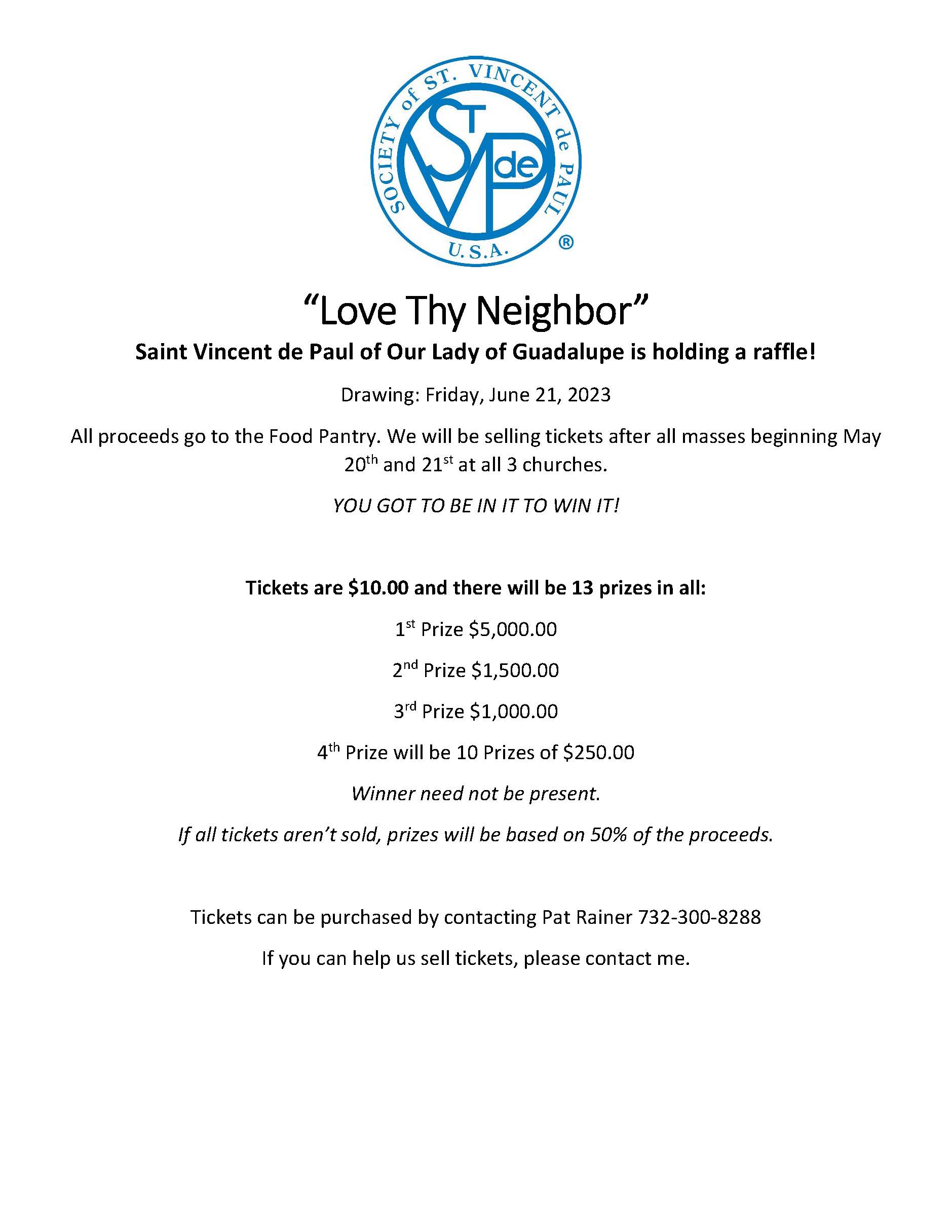 Love Thy NeighborSVDP RAFFLE2023 Page 1